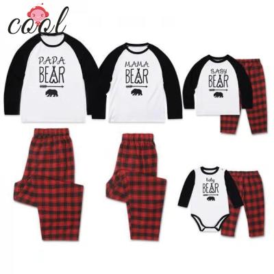 China Mommy and Me Matching Dad Son Family Christmas Pajamas Wholesale Breathable Bear Print Pajamas Set for sale