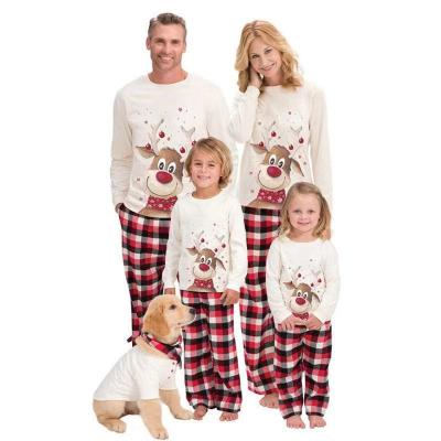 China Quality QUICK DRY Stretch Plus Velvet Christmas Nightgowns Cartoon Deer Sleepwear Suit Christmas Family Pajamas Set for sale