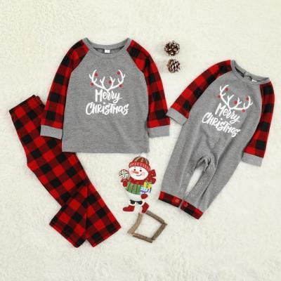 China Plaid Sleepwear Printing QUICK DRY Parent-child Outfits Father Mother Child Family Christmas Pajamas Set for sale