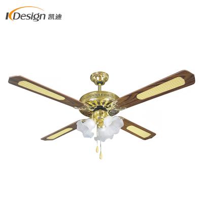 China Modern Electric Fan Decorative Royal Gold Ceiling Fan Lights Flower Gold Light Copper Motor Decorative Ceiling Fans With 4 Blade for sale