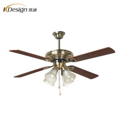 China Newest Price Wood Grain AC Blade Wood Grain Lamp 4 Ceiling Fan Decorative Ceiling Fans Decorative Cheap Luxury Copper Electric Motor for sale