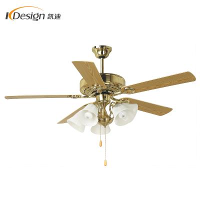 China Foshan Factory Good Quality Decorative Ceiling Fan Air Light Ceiling Fan Gold 5 Blade 5 Flower Lights Decorative Ceiling Fans With AC Motor for sale