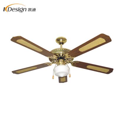 China Decorative ceiling fan famous brand 22v gold decorative ceiling fans 52 inch wood grain motor copper royal ceiling fan lobby for sale