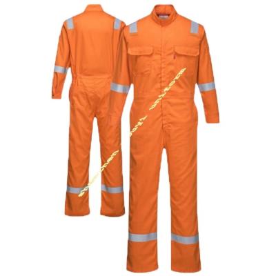 China Flame Retardant Coverall Flame Retardant And Anti Static Protection FR Coveralls Per se Clothing With Reflective Tape for sale