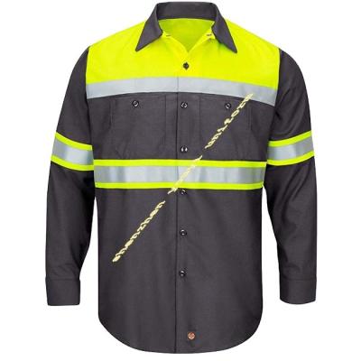 China Fire Retardant Coverall Strength 2 Tone Color Construction Safety Shirt Uniform Clothing Hi for sale