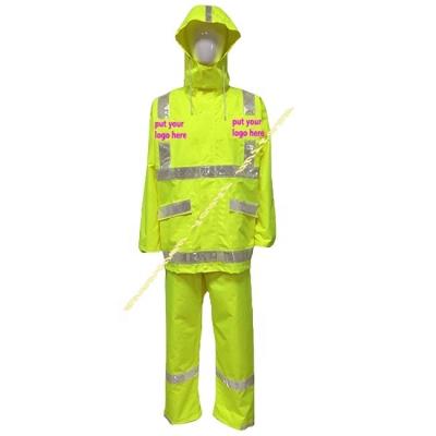 China Water Proof OEM Custom Supply Fluorescent Yellow Rain Coat With Raincoats for sale