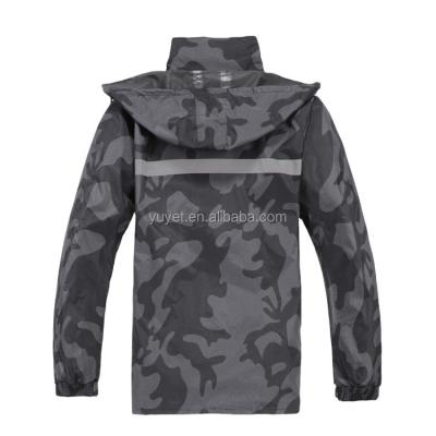 China Waterproof Windproof Custom Printed Reflective Brand Man Hiking Waterproof Rain Coat for sale