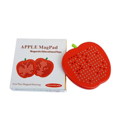 China Eco-friendly Material Morden Style Color Drawing Magpad Magnetic Tablet Mini Apples Shape Tracing Board  Magpad for sale