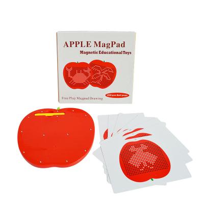 China Eco-friendly Material The New Listing Educational Toys Abs Colorful Magnetic Drawing Magpad Apple Shape Tracing Board for sale