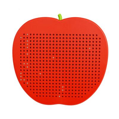 China Eco-friendly Material Best Price And High Quality Kids Mini Writing Pad Apple Shape Magnetic Doodle Bead Board for sale