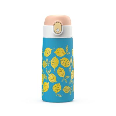 China Best Selling Sustainable Kids Child Cute Design Insulated Stainless Steel Water Bottle With Lemon Print for sale