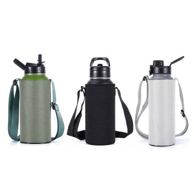 China Sustainable water bottle holder for outdoor water bottle and stainless steel sleeve with adjustable shoulder strap for sale