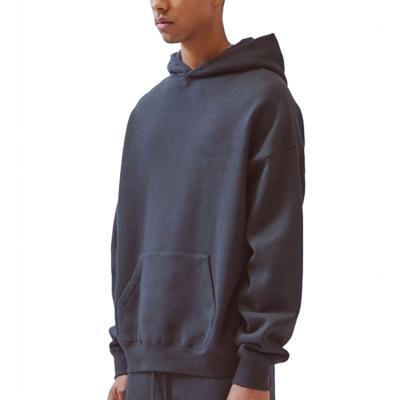 China Dark Gray Hoodies For Men With Anti-wrinkle Custom Logo 340gsm Cotton Fleece for sale