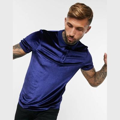 China Custom Anti-Wrinkle Logo Mens Velvet Anti-Wrinkle Polo Shirt for sale