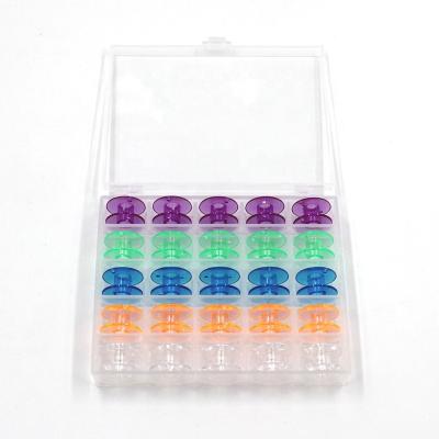 China 25pcs/set mixed color high quality household sewing machine plastic bobbin box set I09-1001 for sale