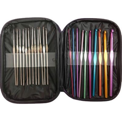 China 22 Pcs/Bag Hot Sale Aluminum Crochet Hook Knitting Sweaters Knitting Needle Set Mini Hook Set for sale