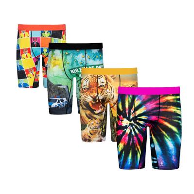 China Breathable Logo Custom All Over Print Trunks Men Underwear Brand Owner Customize Boxer Briefs Design Style Underwear For Men for sale