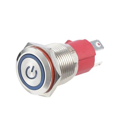 China Power 16E Circle Flat Head Brass Stainless Steel / Latching Metal Miniature Push Button On Switches Chinakel for sale