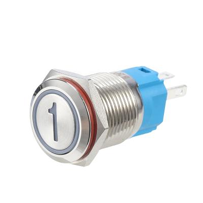 China Brass/Stainless/Alu Chinakel 16mm Metal Push Button Switch With 1 Circle LED Water Resistant Flat Head for sale