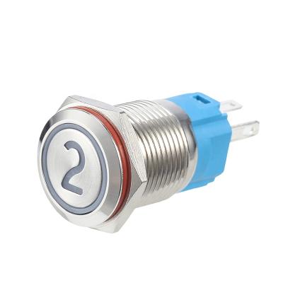 China Brass/Stainless/Alu Chinakel 16mm Metal Push Button Switch With Circle 2 LED Water Resistant Flat Head for sale