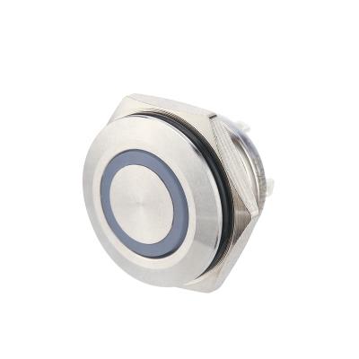 China Brass/Stainless/Alu Chinakel 16mm Metal Push Button Switch With Circle LED Water Resistant Flat Head for sale