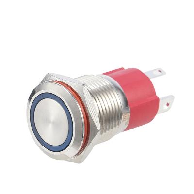 China Brass/Stainless/Alu Chinakel 16mm Metal Push Button Switch With Waterproof Circle LED Flat Head for sale