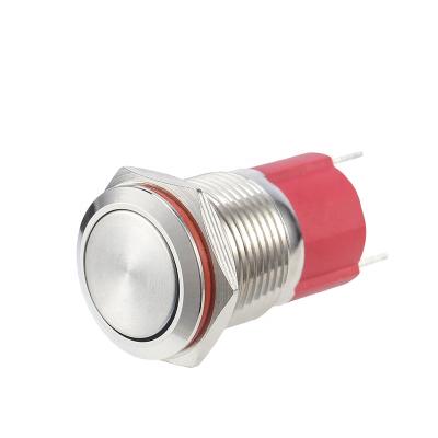 China Waterproof Flat Headless LED Push Button Brass/Stainless/Alu Chinakel 16mm Metal Switch for sale