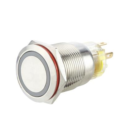 China Stainless Steel Push Button Metal Electronic Illuminated Waterproof Push Button Switch with LED Circle 19mm Chinakel for sale