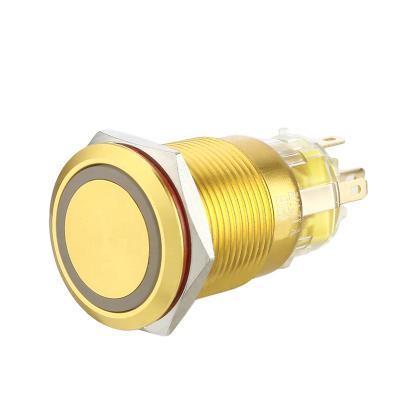 China Industrial Control Emergency Yellow Metal Intermittent Electric Push Button Switch with Chinakel 19mm Circle LED for sale