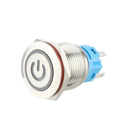 China Chinakel 19mm Waterproof Stainless Steel Metal Flat Master Push Button Switch with Power LED Lockout for sale