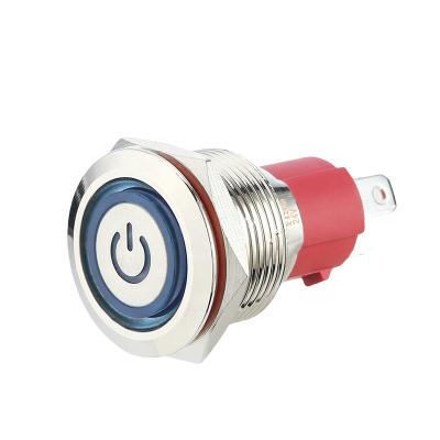 China Electronic Control System Metal Waterproof Push Button Switch With Power LED 19mm Flat Head Chinakel for sale