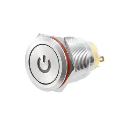 China Chinakel 22mm Stainless Steel Push On Button Metal Push Button Switch with Momentary LED Power for sale