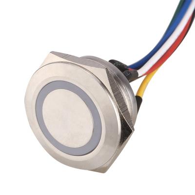 China Chinakel 22mm Stainless Steel Metal Push Button Switch With Circle LED RGB IP67 Momentary Short Body KEL-PX22MSRGB HX for sale