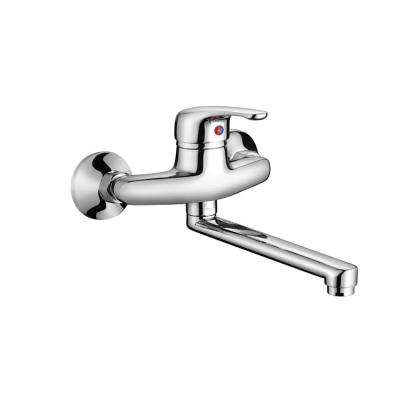 China High Quality Classic Wall Mounted Brass Mixer Taps Kitchen Sink Mixer Tap Classic Wall Mounted Faucet With Long Spout for sale