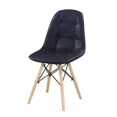 China High Quality Replica PU Leather (Height) Plastic Dining Chair Adjustable With Wooden Leg for sale