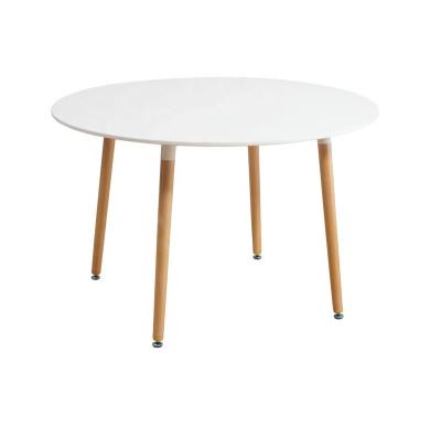 China (Size)Restaurant Cafe MDF Round Wooden Legs Adjustable Popular Cheap Dining Table for sale