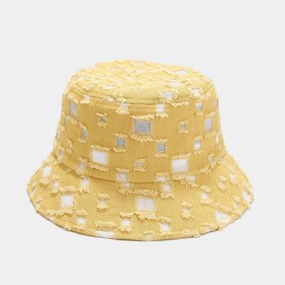 China Fashion Wholesale Cotton Leisure Visor Sun Hat Solid Color Fisherman Hats Character Hole Design Bucket Hat for sale