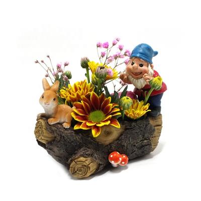 China Vivid And Beautiful Hot Selling Succulent Resin Flower Pot New Gnome Creative Rabbit Decoration Succulent Statue for sale