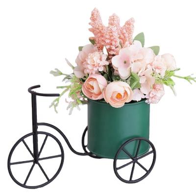 China Pastoral Wholesale Blue Metal Bicycle Plant Pot Rack For Indoor Planters for sale