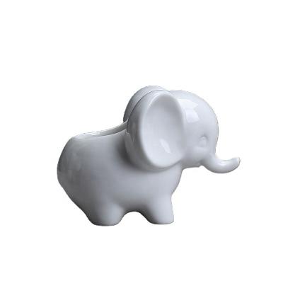 China Simple Modern Creative Cute Mini Elephant Shape Small Ceramic Succulent Plant Flower Pot for sale