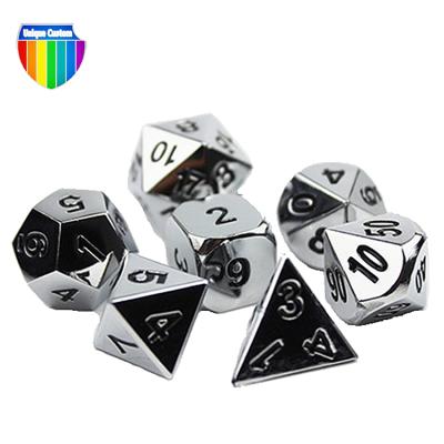 China Zinc alloy/iron/brass iron/aluminum/stainless/copper etc custom made. engraved die cut number metal polyhedral rpg personalized game die set for sale