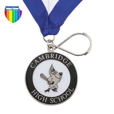 China Custom Hard Enamel Europe Medal With Shiny Silver Finish Running High School Medallion for sale