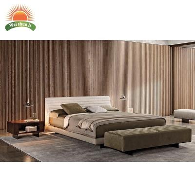 China (Size) King Size Adjustable Platform Beds Minimalist Upholstered Ash Wooden Bed Frame Linen for sale