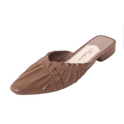 China Cushioning Hot Selling Casual Headed Toe Ladies Flat Shoes Mule Sandals Slippers For Women for sale