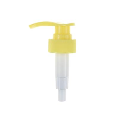 China 33/410 Large Output 4CC Non Refillable Yellow Dispensing Lotion Pump Lotion Pump Plastic Pump for sale