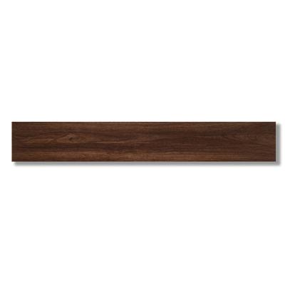 China Chinese Style 150 x 900 MM Wood Like Walnut Porcelain Full Body Low-Absorption Dark Brown Wear-Resistant Wood Tiles For Living Room for sale