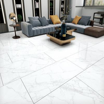 China Modern wholesale marble look white floor tile porcelanto polished porcelain glazed ceramic floor tiles 600*1200 mm for sale