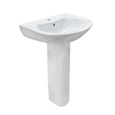 China Modern Square Stand Alone Goodone Pedestal Bathroom Ceramic Wash Hand Basins for sale