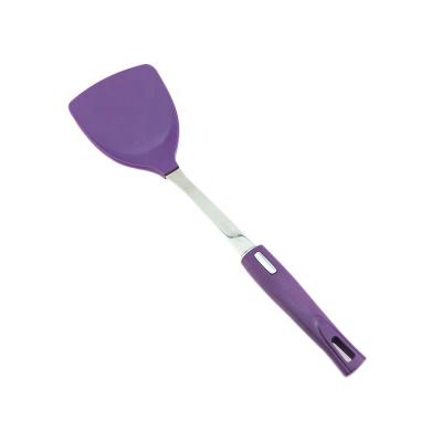 China Sustainable Non-stick Stainless Steel Cooking Utensils Silicone Turner Spatula For Cooking Flipping Pressing for sale