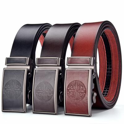 China Fashionable and simple business men's belt luxurious and elegant alloy automatic buckle belt for sale